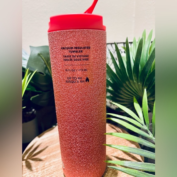 ✨Starbucks Spring Neon Coral/Pink Pebble Glitter Stainless Steel Hot Cup Tumbler - Picture 4 of 12